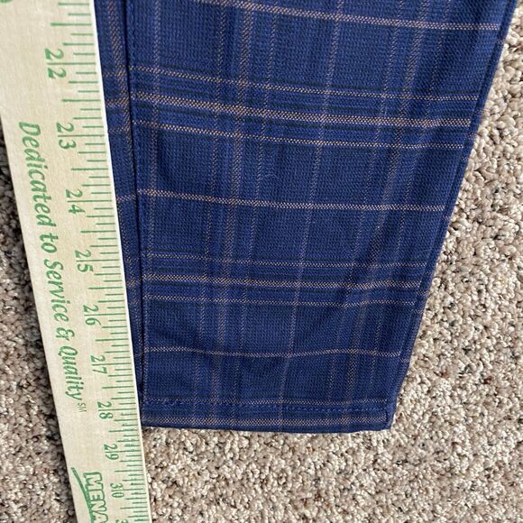 Bee Inspired B33 navy blue plaid checkered men's pants size 32S preppy - Picture 10 of 10